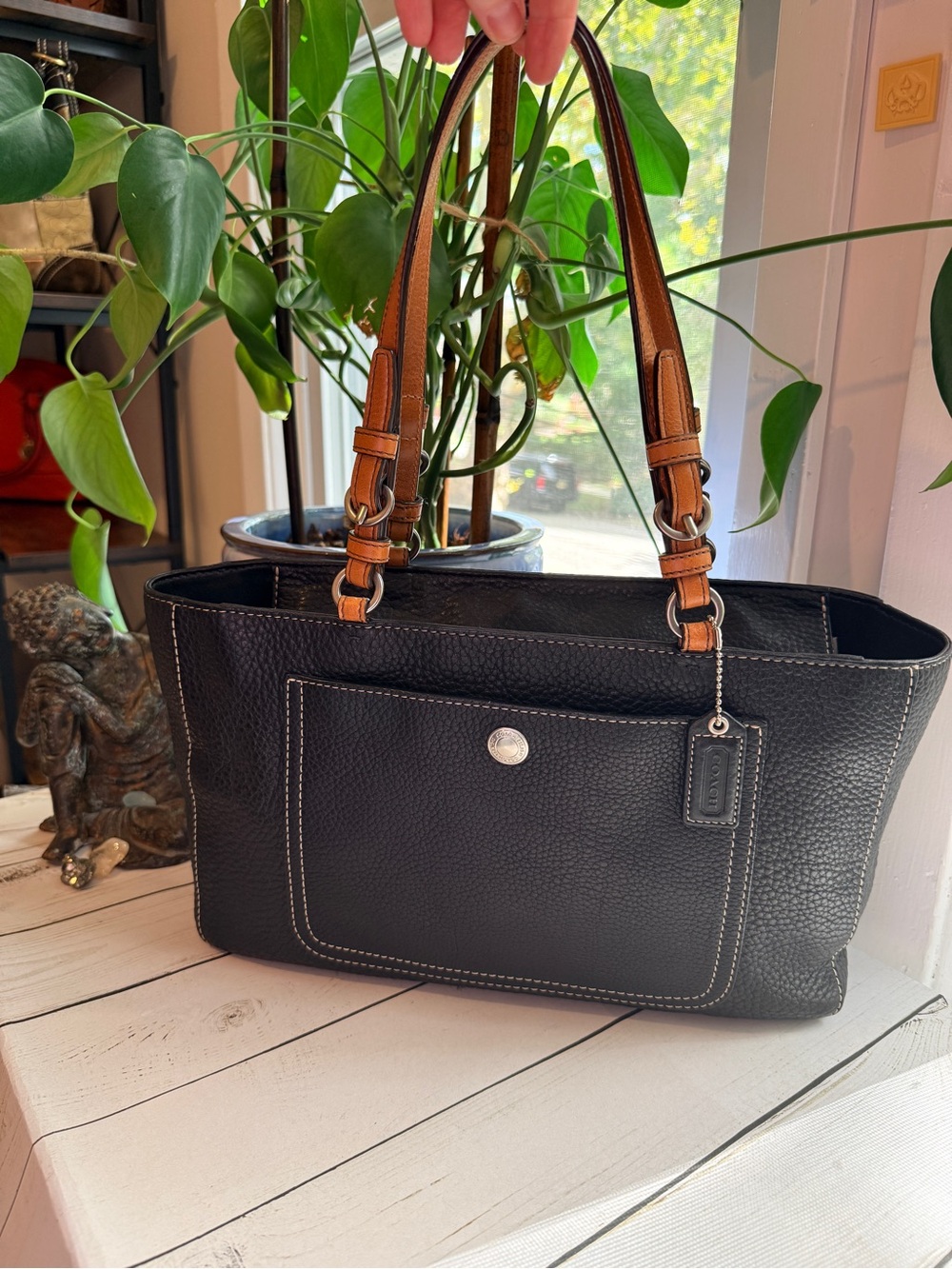COACH | Chelsea Black Pebbled Leather East/West Tote (#F10892)
